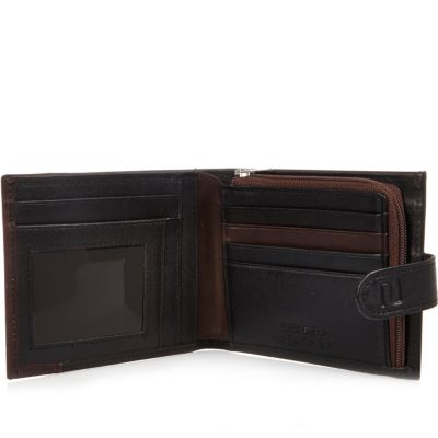 Black leather block colour wallet